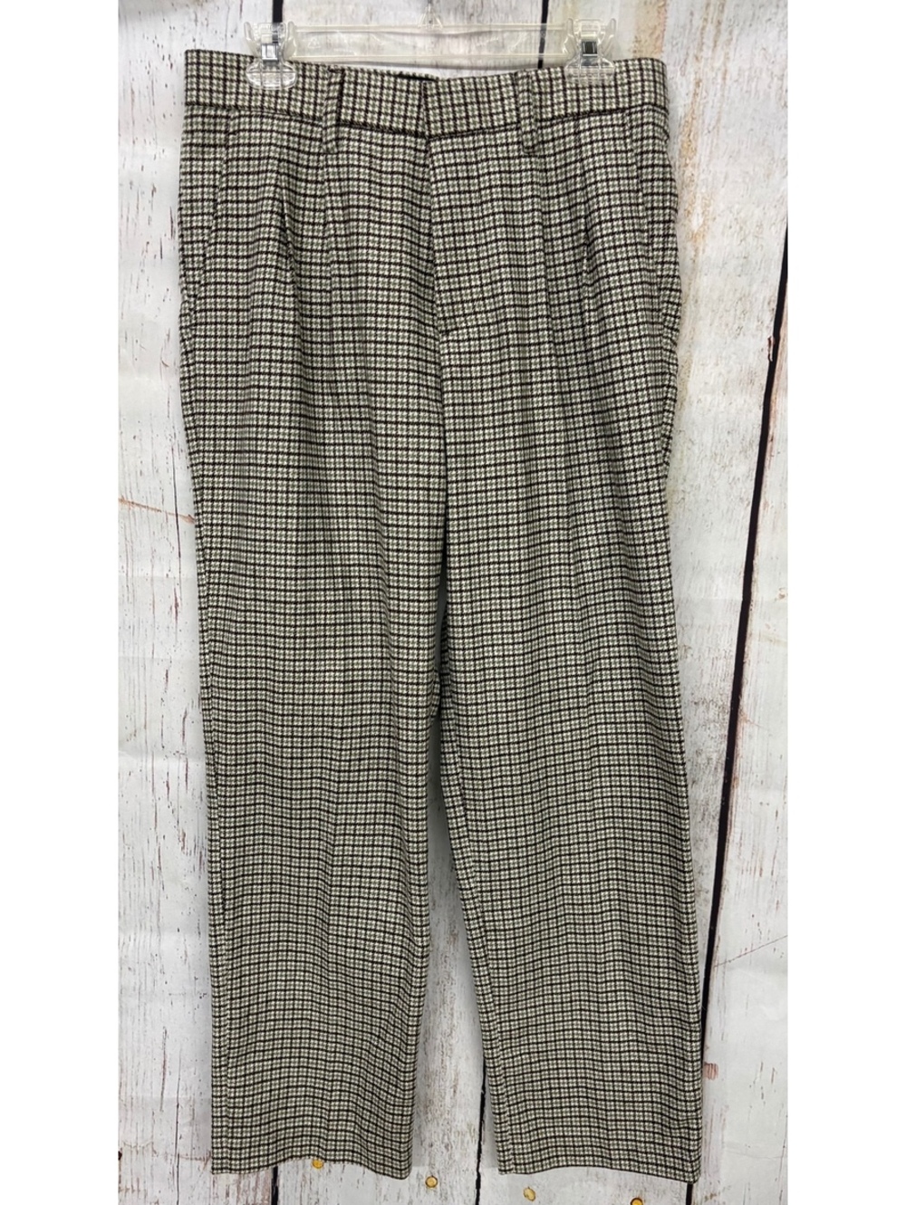 H&M Men‘sConscious Choice Relaxed Fit Houndstooth Wool-Blend Trousers Size W30